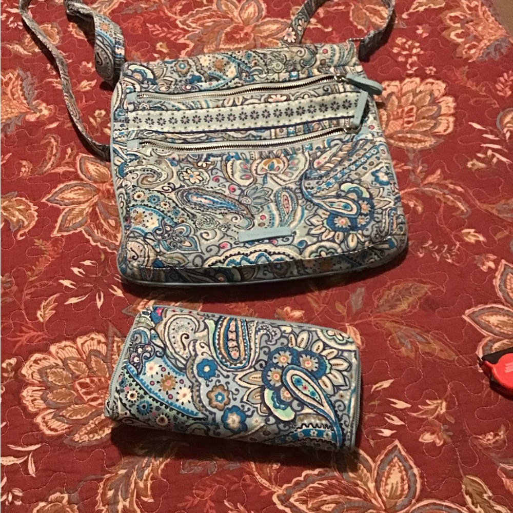 Vera Bradley Triple Zip hipster and wallet set. Nice pre-owned condition!
